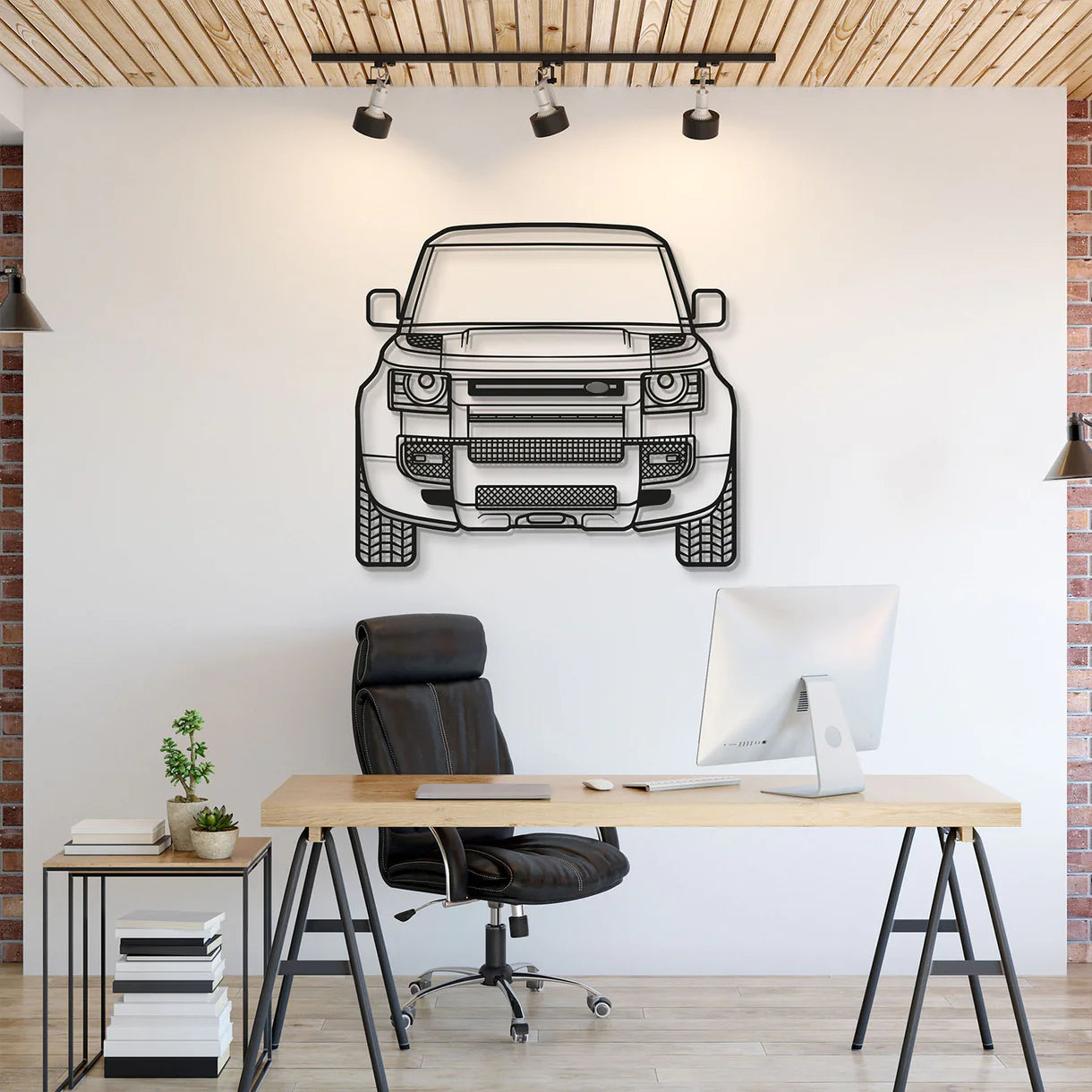 2020 Defender Front View Metal Car Wall Art
