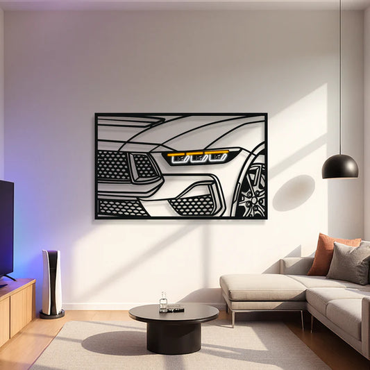2024 Mustang GT Apex Front View Metal Neon Frame Wall Art