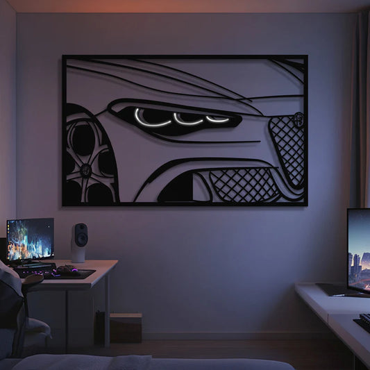 2025 Quadrifoglio Apex Front View Metal Neon Frame Wall Art