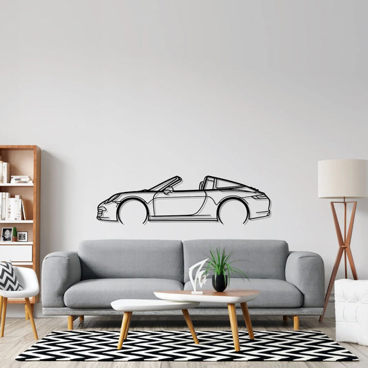 911 Targa model 991 Detailed Silhouette Metal Wall Art