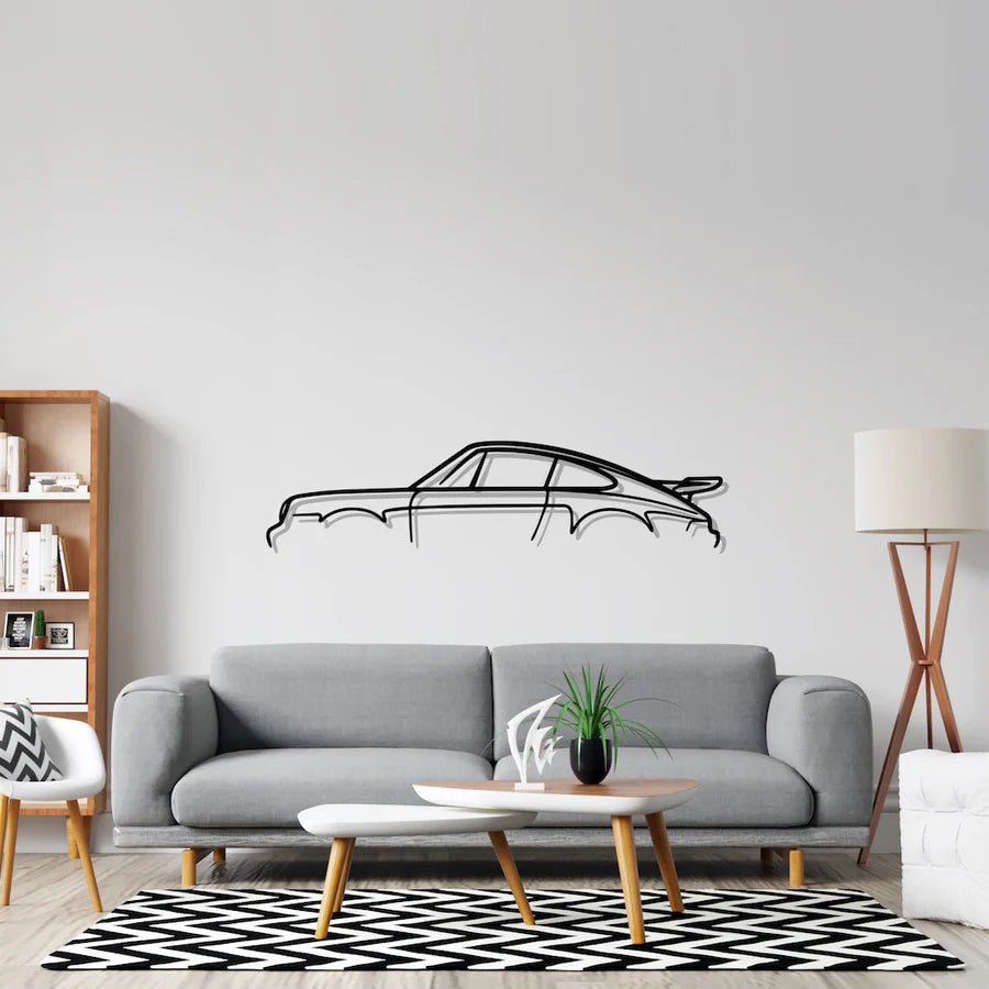911 Turbo Model 930 Classic Silhouette Metal Wall Art