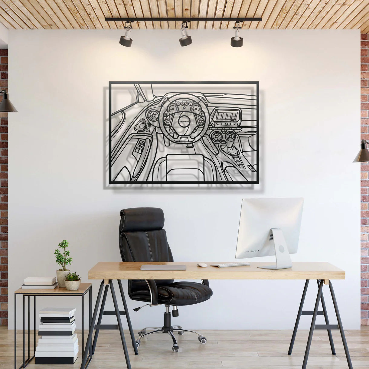 Camaro Driver's Cockpit Metal Frame Wall Art