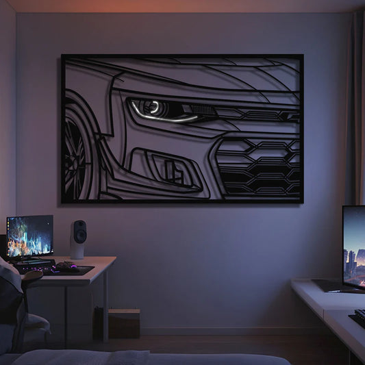 2024 Camaro ZLE 1LE Apex Front View Metal Neon Frame Wall Art