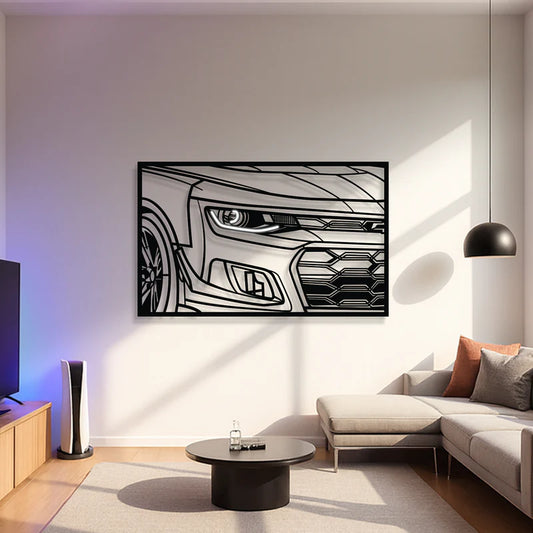 2024 Camaro ZLE 1LE Apex Front View Metal Neon Frame Wall Art