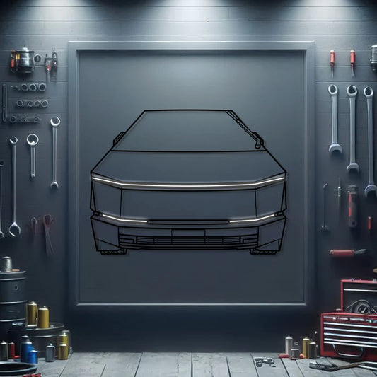 Cybertruck Front View Metal Neon Car Wall Art