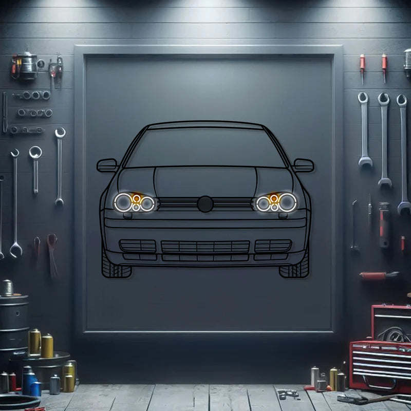 Golf 4 Front View Metal Neon Car Wall Art