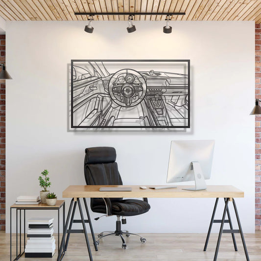 911 GT3 992 Driver's Cockpit Metal Frame Wall Art