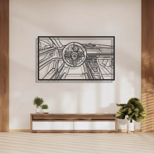 911 GT3 992 Driver's Cockpit Metal Frame Wall Art