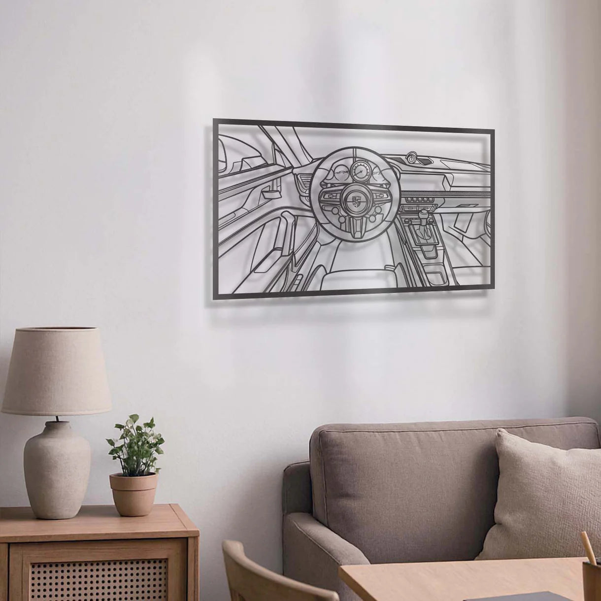 911 GT3 992 Driver's Cockpit Metal Frame Wall Art