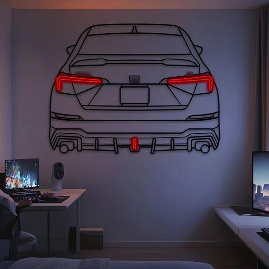 2023 Civic SI Back View Metal Neon Car Wall Art