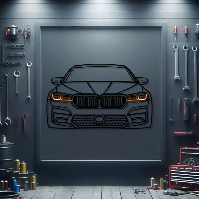 M5 CS Front View Metal Neon Car Wall Art