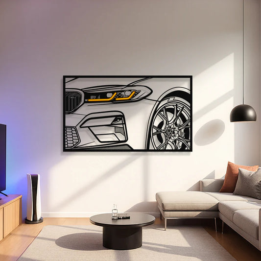 M5 F90 CS Apex Front View Metal Neon Frame Wall Art