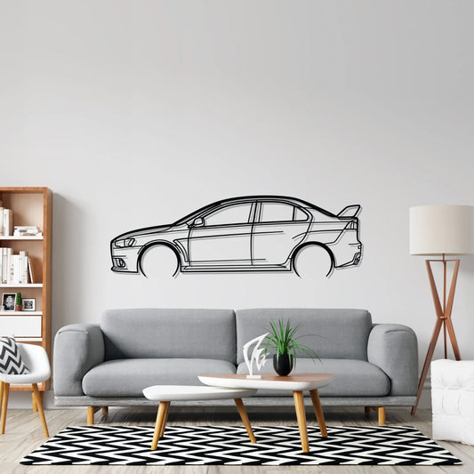 Evo X Detailed Silhouette Metal Wall Art
