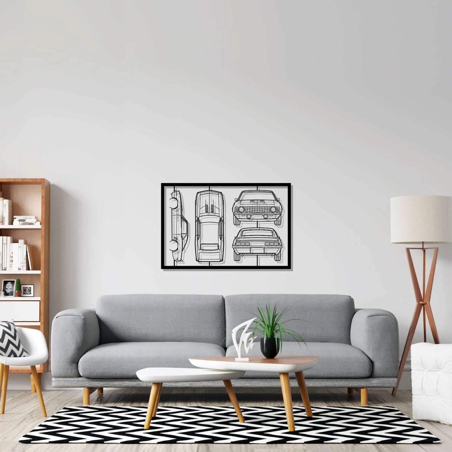 Camaro SS 1969 Frame Silhouette Metal Wall Art