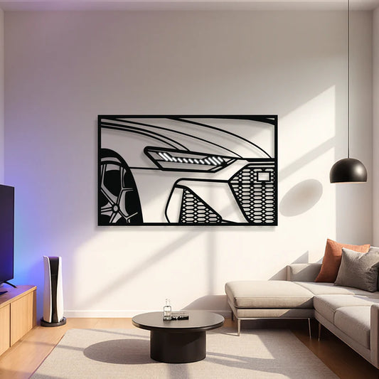 RS6 Avant C8 Apex Front View Metal Neon Frame Wall Art