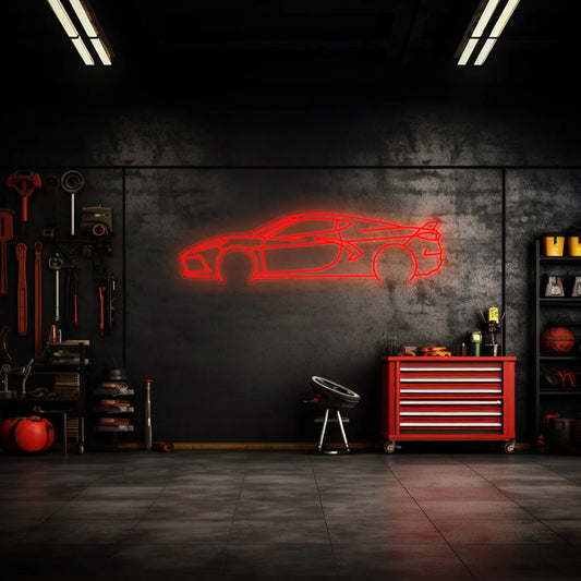 Corvette C8 Neon Silhouette