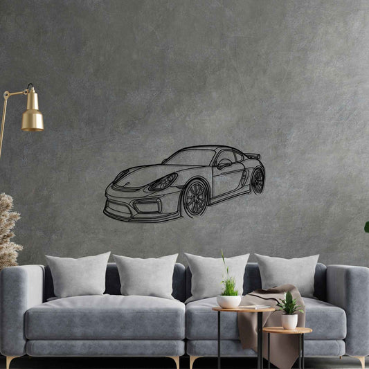 981 Cayman GT4 Angle Silhouette Metal Wall Art
