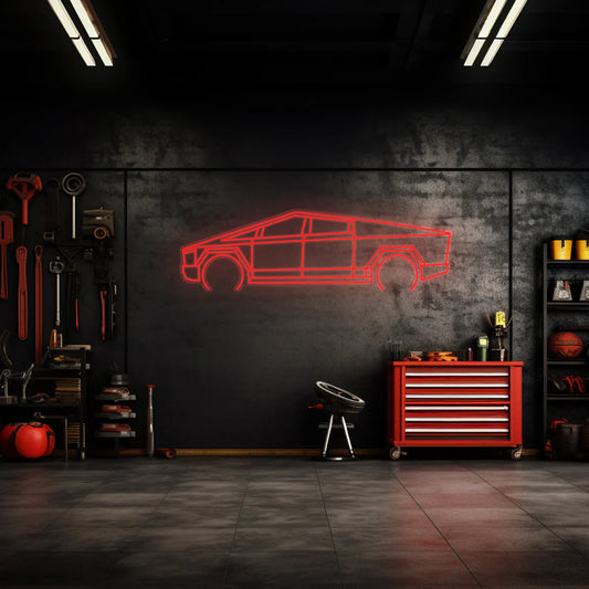 Cybertruck Neon Silhouette
