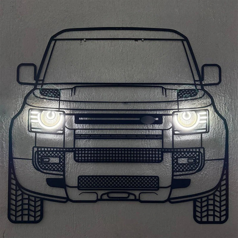 2020 Defender Front View Metal Neon Car Wall Art