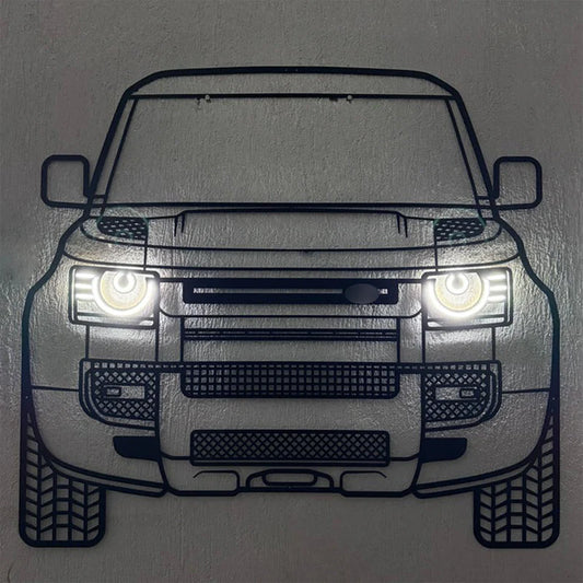 2020 Defender Front View Metal Neon Car Wall Art
