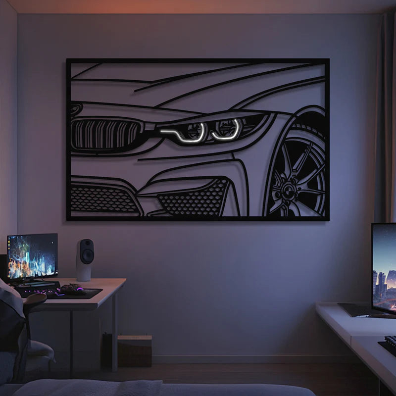 F82 M4 Apex Front View Metal Neon Frame Wall Art