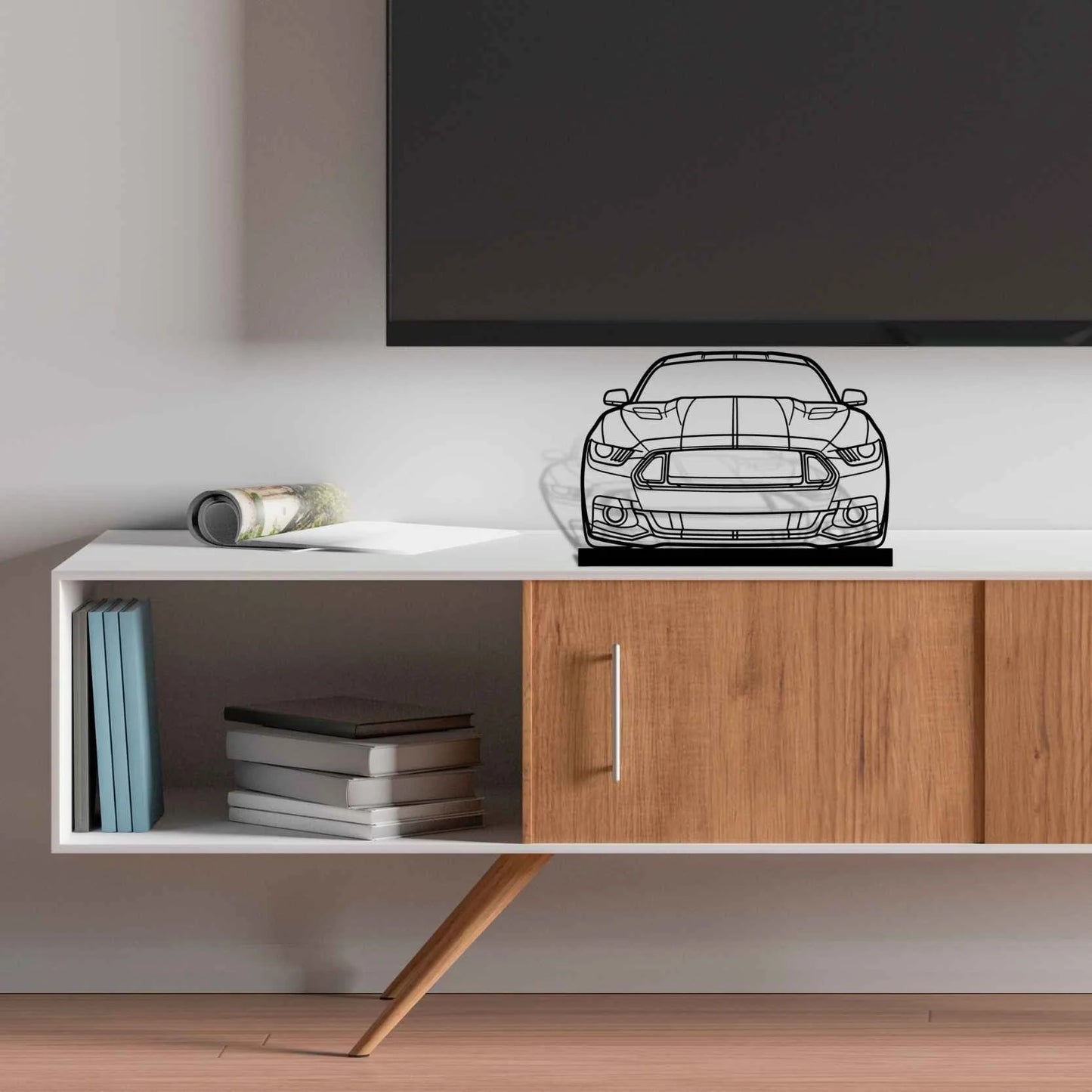 Mustang GT 2016 Front Silhouette Metal Art Stand