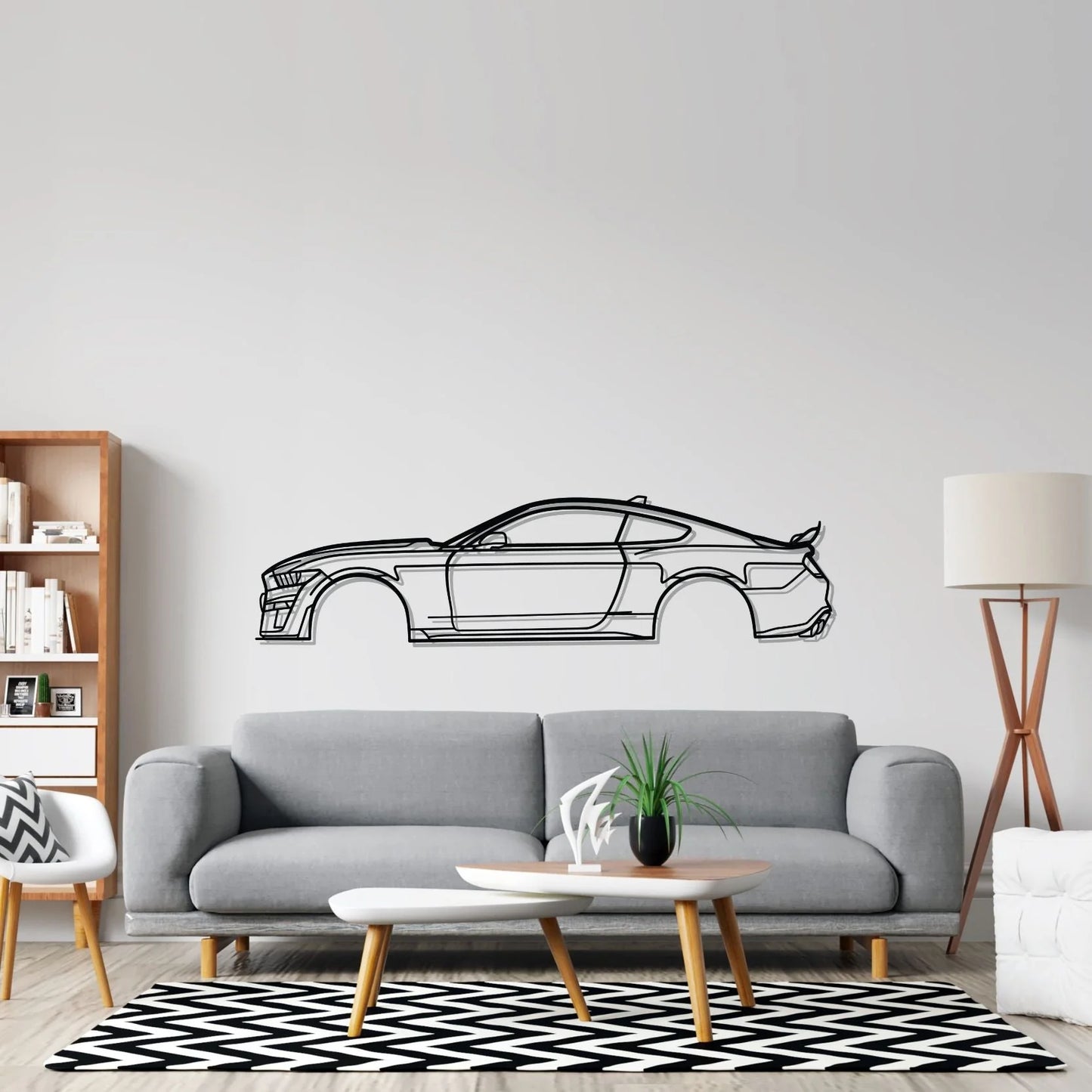 Mustang GT500 Detailed Silhouette Metal Wall Art
