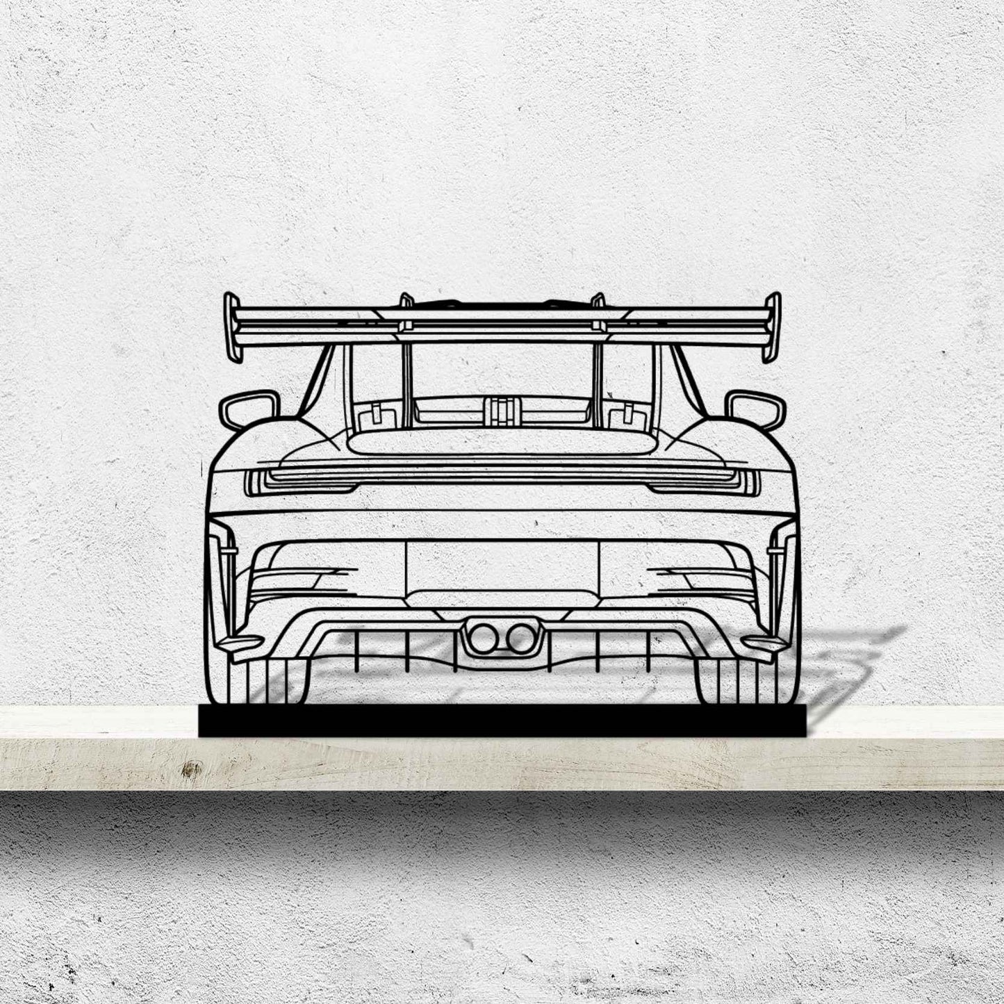 911 GT3 RS Model 992 Back Silhouette Metal Art Stand