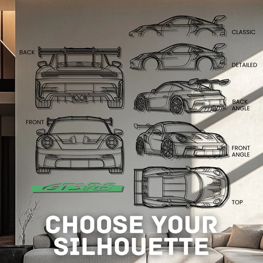 911 GT3 RS Model 992.1 Silhouette Metal Wall Art