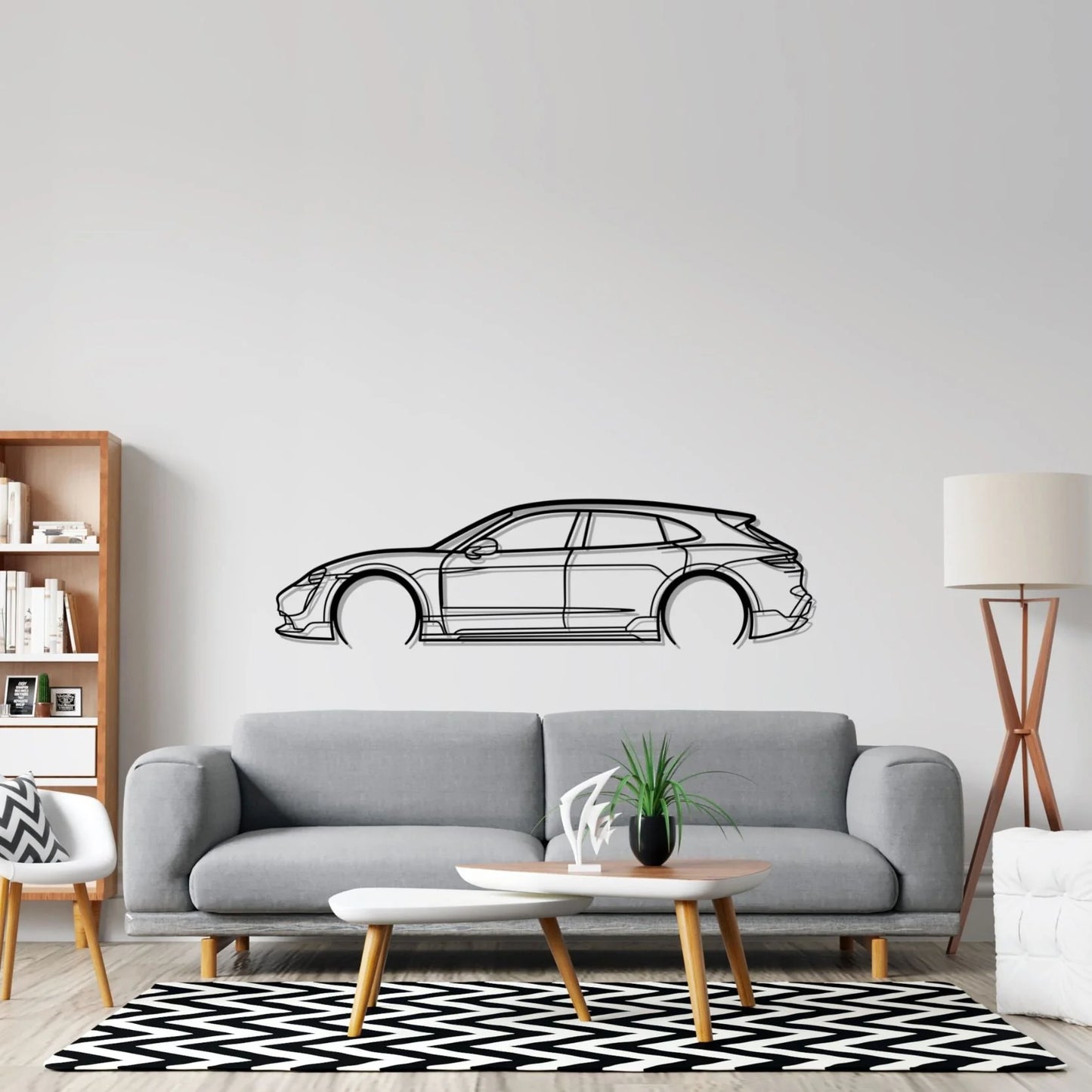 Taycan Turbo Cross Turismo Detailed Silhouette Metal Wall Art