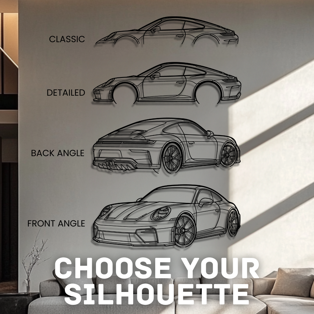 911 GT3 Model 992.2 Touring Silhouette Metal Wall Art (Copy)