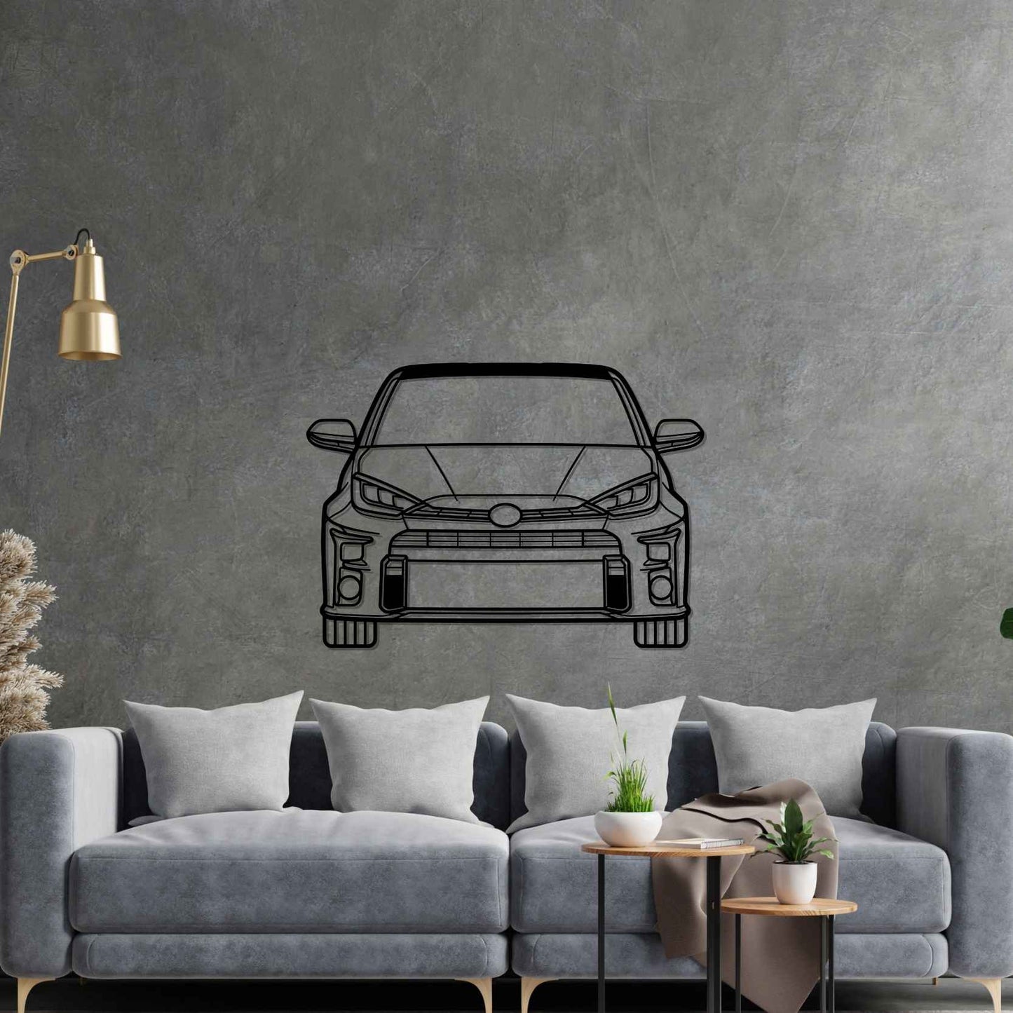 Yaris GR Front 2021 Silhouette Metal Wall Art