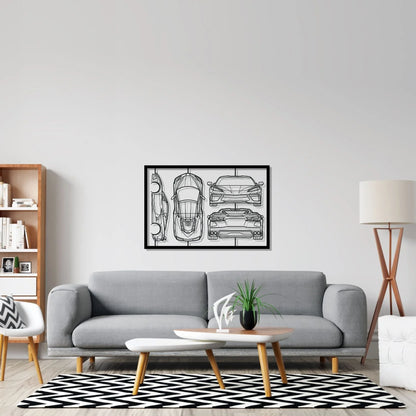 Corvette C8 Frame Silhouette Metal Wall Art