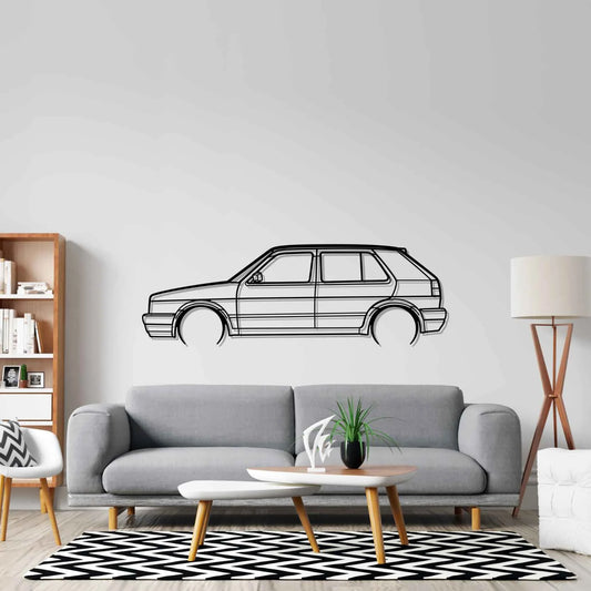 Golf Mk2 GTI 1990 Detailed Silhouette Metal Wall Art