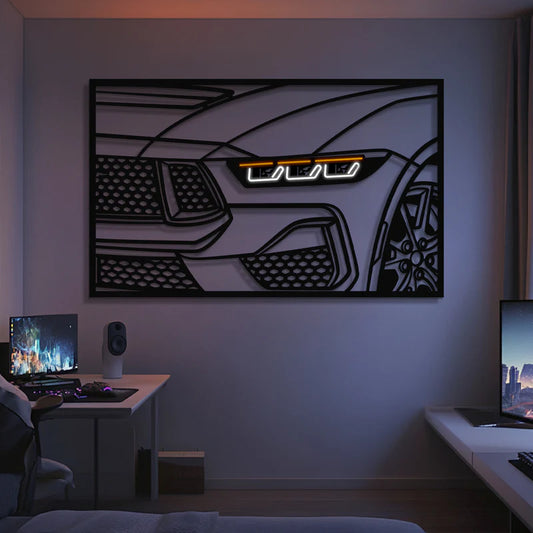 2024 Mustang GT Apex Front View Metal Neon Frame Wall Art