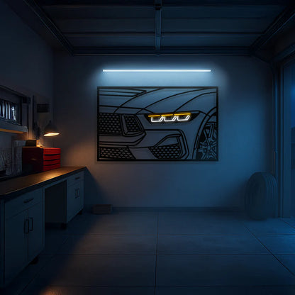2024 Mustang GT Apex Front View Metal Neon Frame Wall Art