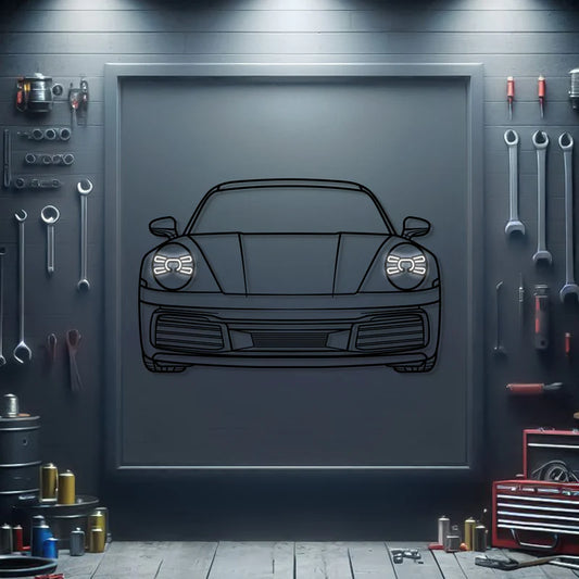 2019 911 Carerra Front View Metal Neon Car Wall Art