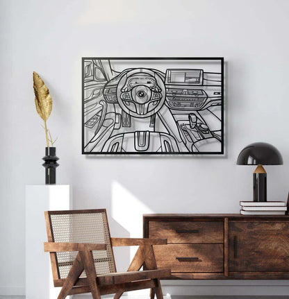 M5 CS Driver's Cockpit Metal Frame Wall Art