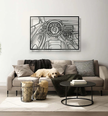 Camaro Driver's Cockpit Metal Frame Wall Art