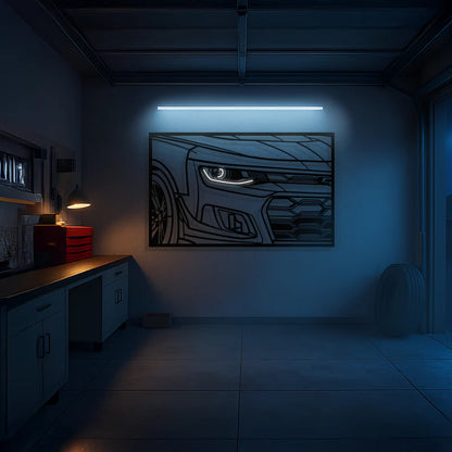 2024 Camaro ZLE 1LE Apex Front View Metal Neon Frame Wall Art