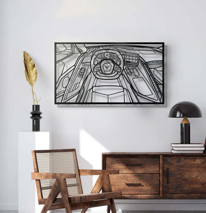Corvette C8 Driver's Cockpit Metal Frame Wall Art