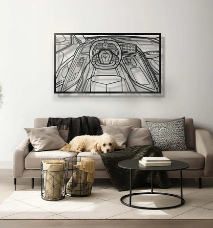 Corvette C8 Driver's Cockpit Metal Frame Wall Art