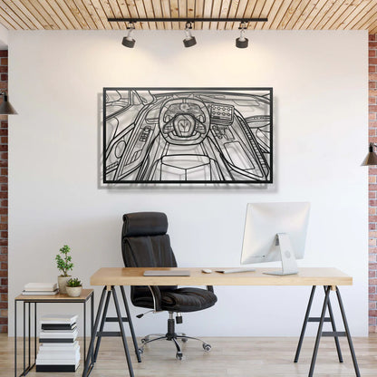 Corvette C8 Driver's Cockpit Metal Frame Wall Art