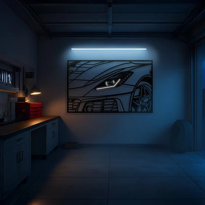 2019 Corvette C7 ZR1 ZTK Apex Front View Metal Neon Frame Wall Art