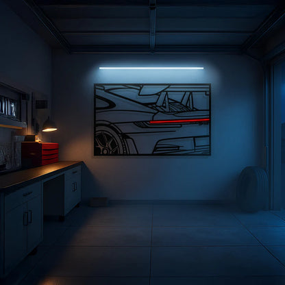 911 GT3 RS Apex Back View Metal Neon Frame Wall Art