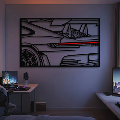 911 GT3 RS Apex Back View Metal Neon Frame Wall Art