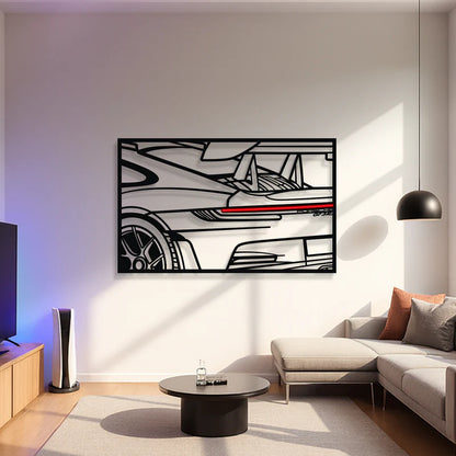 911 GT3 RS Apex Back View Metal Neon Frame Wall Art