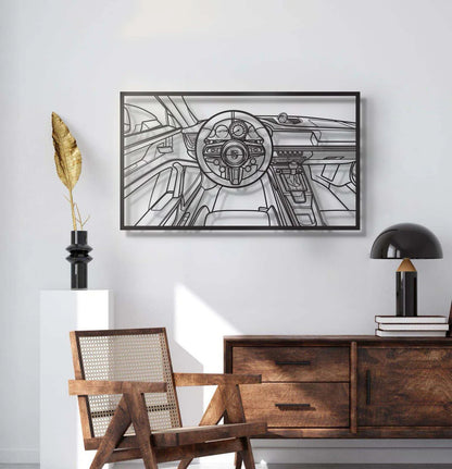 911 GT3 992 Driver's Cockpit Metal Frame Wall Art