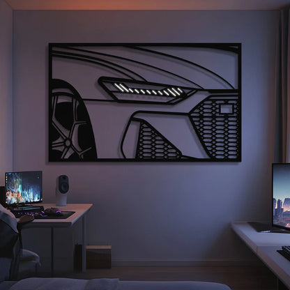 RS6 Avant C8 Apex Front View Metal Neon Frame Wall Art