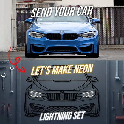 2020 M4 Coupe Competition Front View Metal Neon Car Wall Art